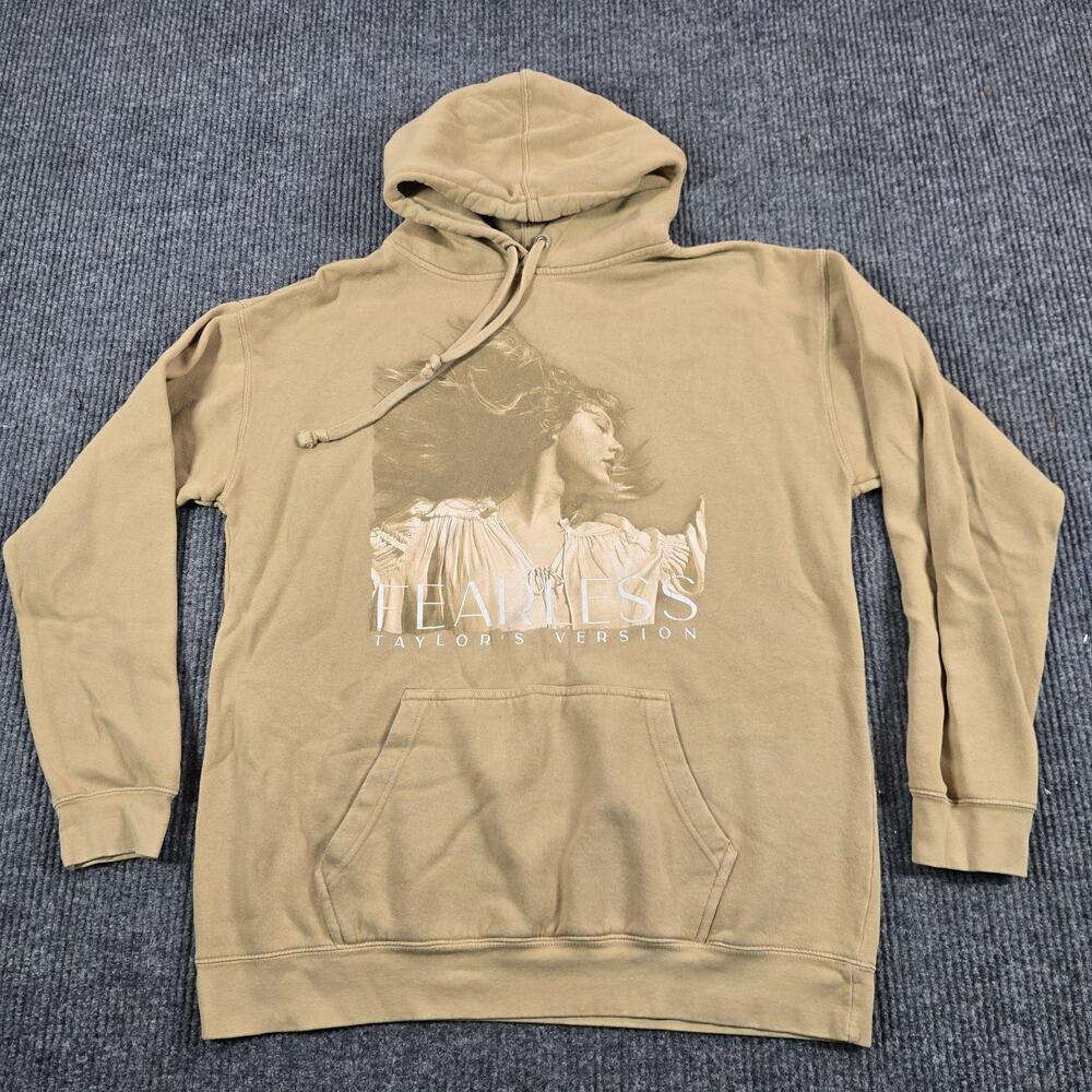 Taylor Swift Hoodie Womens Medium Beige Fearless Taylor's Version Pullover